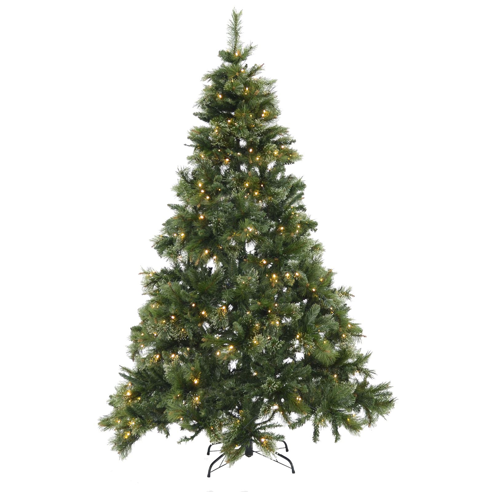 Mr Crimbo 6ft 7ft Pre Lit Christmas Tree Mixed Green Pine - MrCrimbo.co.uk -XS5079 - 6ft -6ft christmas tree
